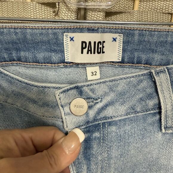 Paige CINDY Crop Jeans Women’s 32 Light “Shooting Star” Wash Raw “Stellar” Hem - Picture 3 of 8